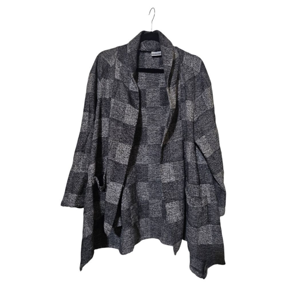 CHICO'S Long Open Front Cardigan Sweater Coat‎ Black Gray - Size 2